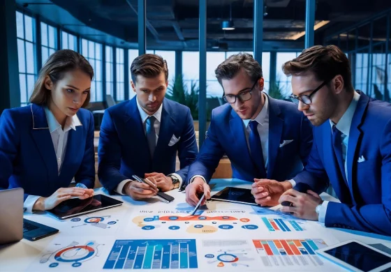 Strategic consulting team working together